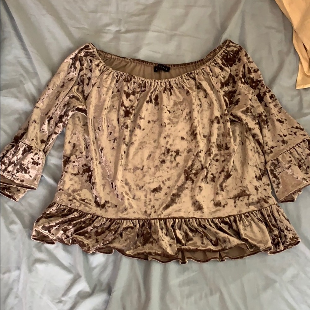 Velvet half long sleeve shirt